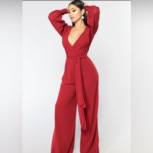 Fashion Nova “Moonshine” Chiffon red jumpsuit - XL